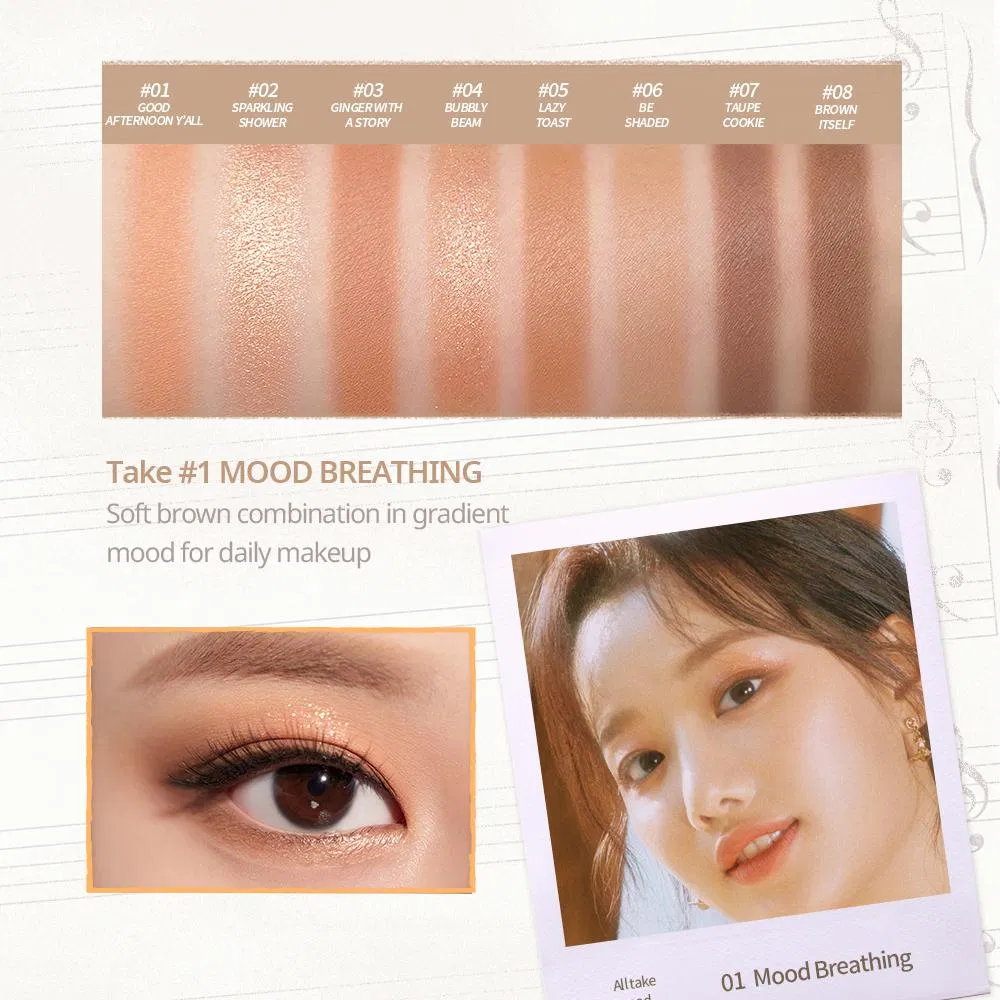 Swatch trên tay các màu bảng phấn mắt Peripera All Take Mood Palette - Màu #01 Mood Breathing. (Nguồn: Internet) Swatch trên tay các màu bảng phấn mắt Peripera All Take Mood Palette - Màu #01 Mood Breathing. (Nguồn: Internet)