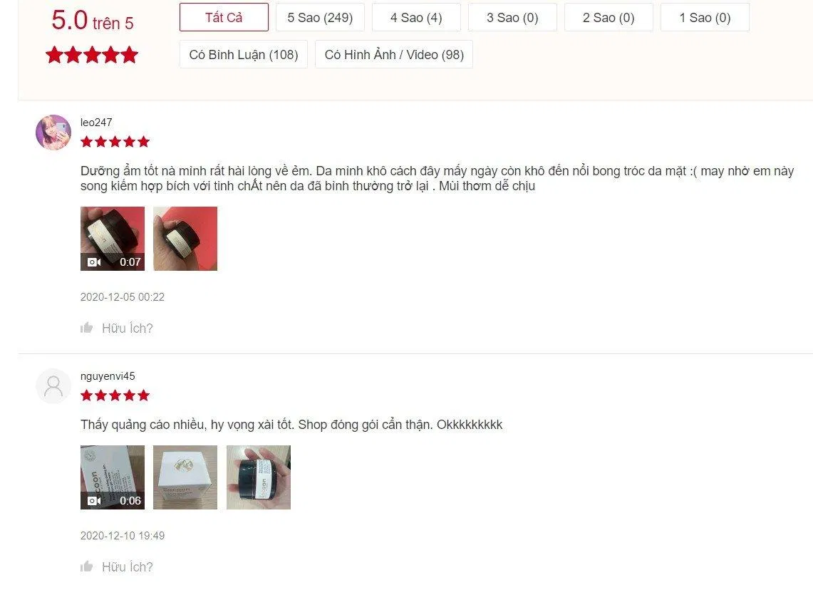 Đánh giá của người dùng trên Shopee (Nguồn: BlogAnChoi)