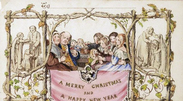 Tấm thiệp đầu tiên trên thế giới đã ra đời do một họa sĩ ở London, ông J.Horsley thiết kế. (Ảnh: Internet)