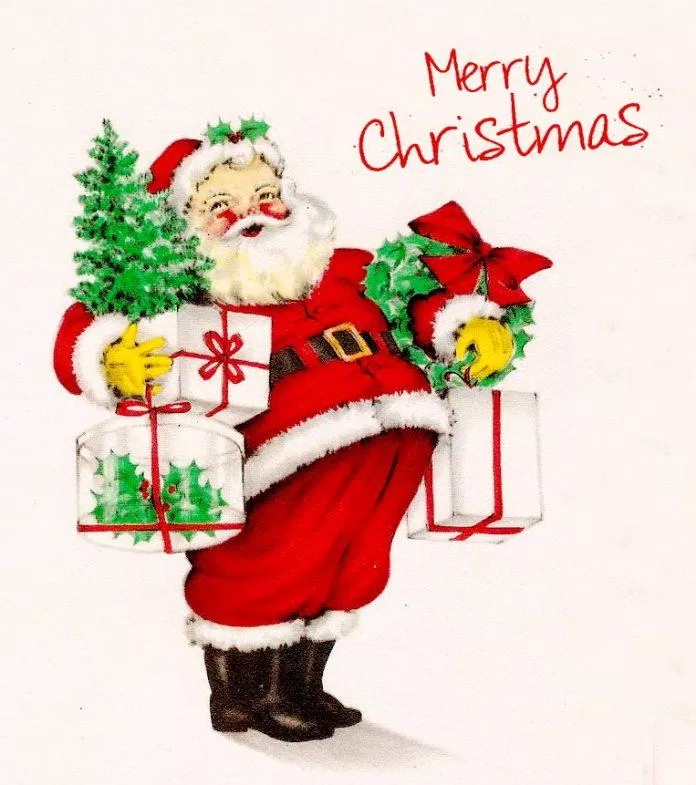 Mẫu thiệp Giáng Sinh ông già Noel đẹp cùng lời chúc Giáng Sinh an lành. (Ảnh: Internet)