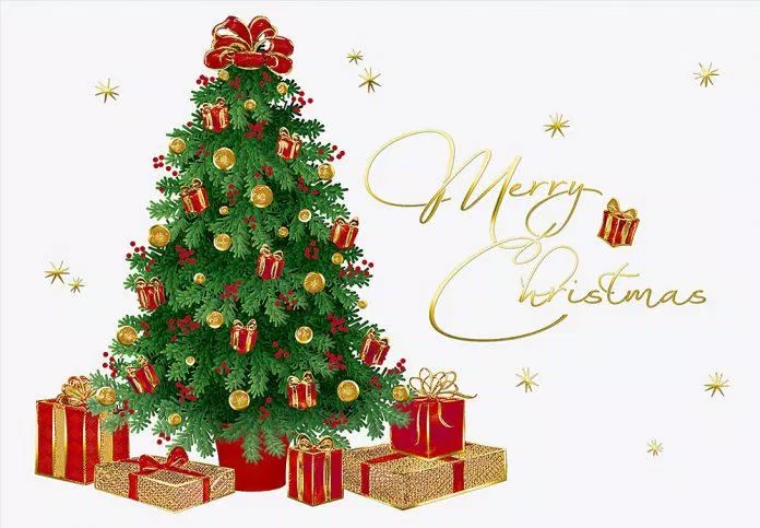 Thiệp Giáng Sinh hình cây thông đẹp (Ảnh: Internet)