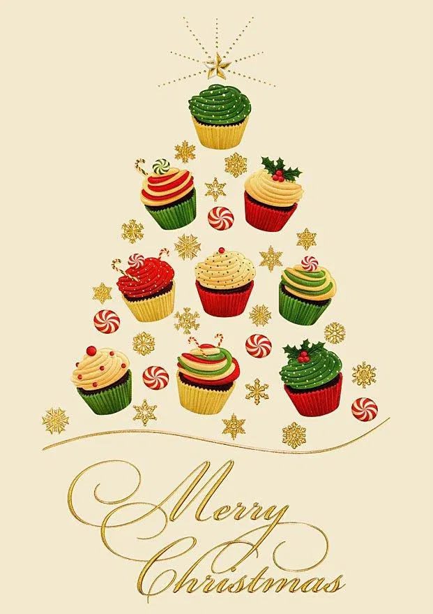 Thiệp Giáng Sinh hình cây thông kết bằng bánh cupcake, mong bạn có mùa lễ hội ngọt ngào. (Ảnh: Internet) Thiệp Giáng Sinh hình cây thông kết bằng bánh cupcake, mong bạn có mùa lễ hội ngọt ngào. (Ảnh: Internet)