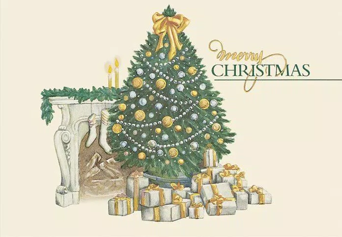 Thiệp Giáng Sinh hình cây thông. (Ảnh: Internet)