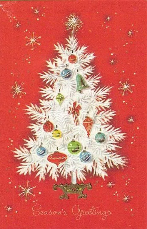 Thiệp Giáng Sinh hình cây thông rực rỡ. (Ảnh: Internet)