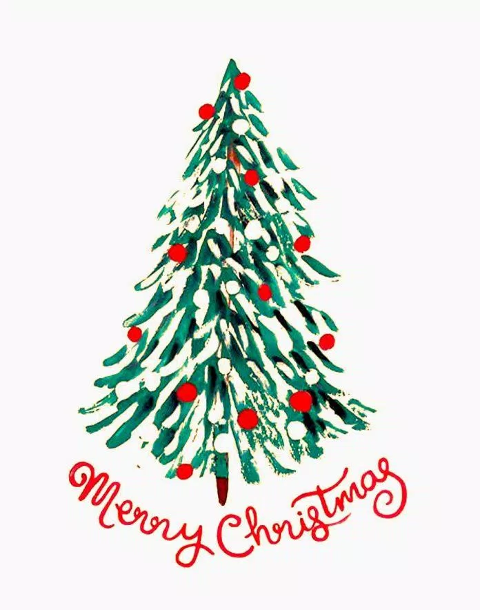 Thiệp Giáng Sinh hình cây thông dễ thương. (Ảnh: Internet)