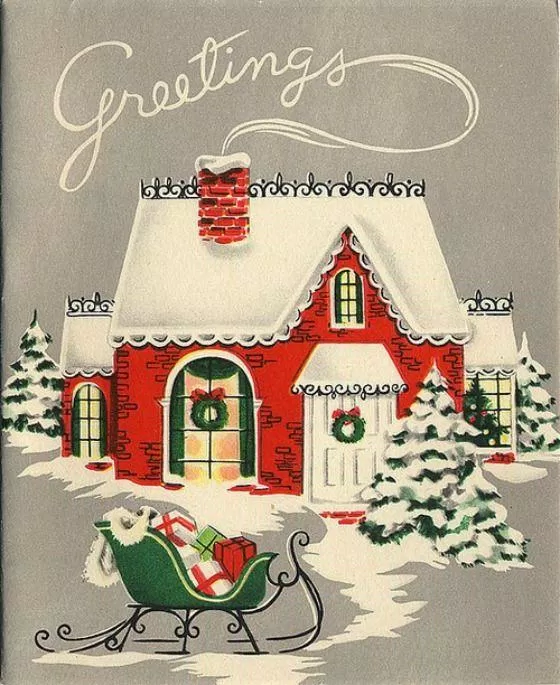 Thiệp Giáng Sinh vintage đẹp để gửi tặng khách hàng, đối tác. (Ảnh: Internet)