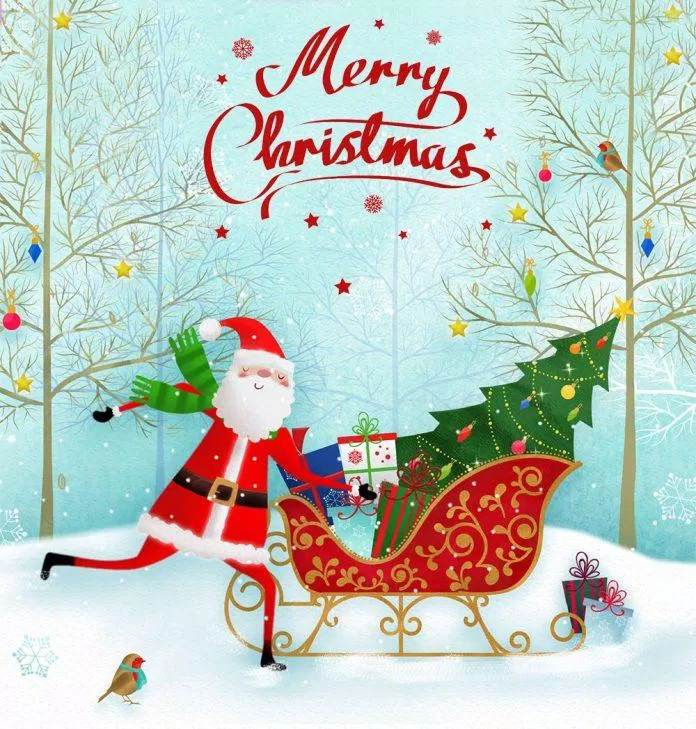 Mẫu thiệp Giáng Sinh ông già Noel đáng yêu (Ảnh: Internet)
