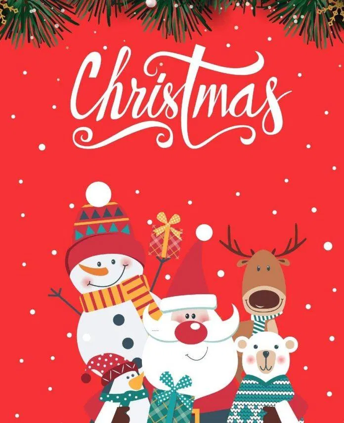 Thiệp Giáng Sinh hình ông già Noel cùng những người bạn. (Ảnh: Internet) Thiệp Giáng Sinh hình ông già Noel cùng những người bạn. (Ảnh: Internet)