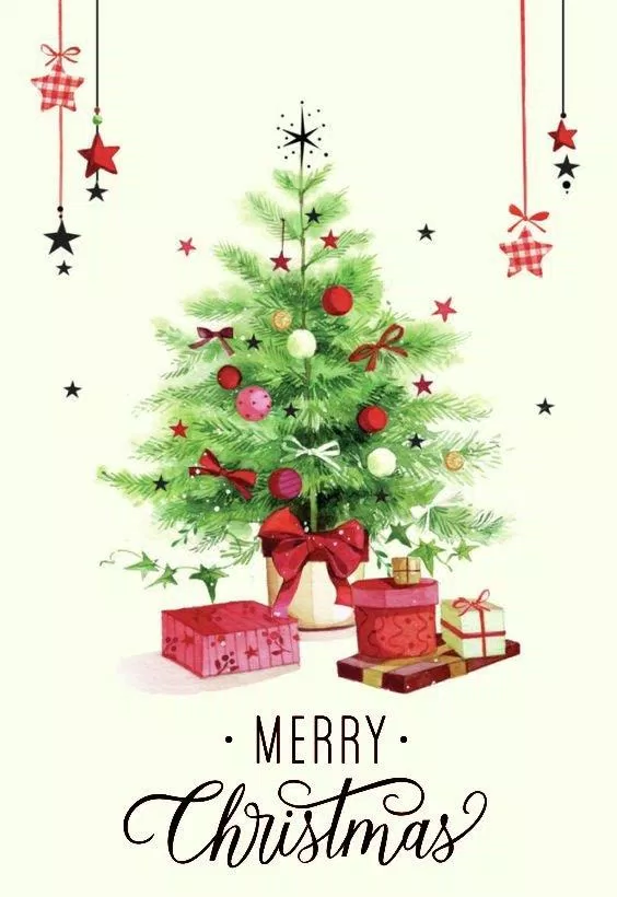 Thiệp Giáng Sinh hình cây thông dễ thương. (Ảnh: Internet)