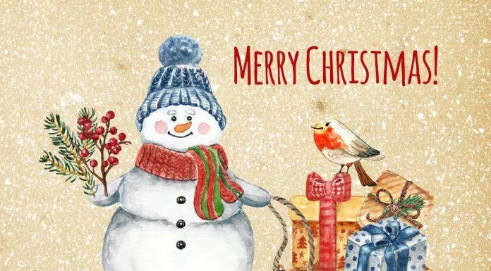 Thiệp giáng sinh người tuyết đáng yêu. (Ảnh: Internet)