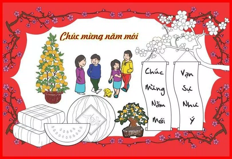 Mẫu thiệp Tết truyền thống đẹp (Ảnh: Internet)