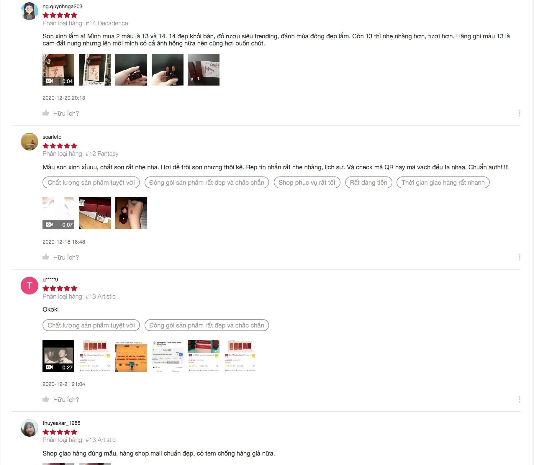 Đánh giá của người sử dụng son Bbia Last Lipstick Ver.3 trên trang Shopee (Nguồn: BlogAnChoi).