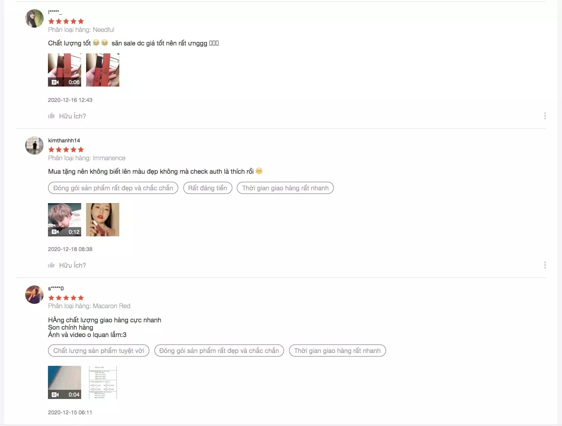 Đánh giá son 3CE Cloud Lip Tint trên trang Shopee (Nguồn: Bloganchoi).