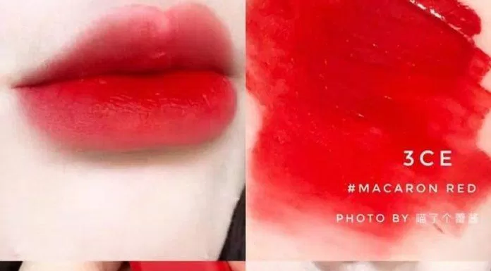 Màu Macaron Red của son 3CE Cloud Lip Tint có một tông đỏ tươi phù hợp với mùa lễ hội (Nguồn: Internet).
