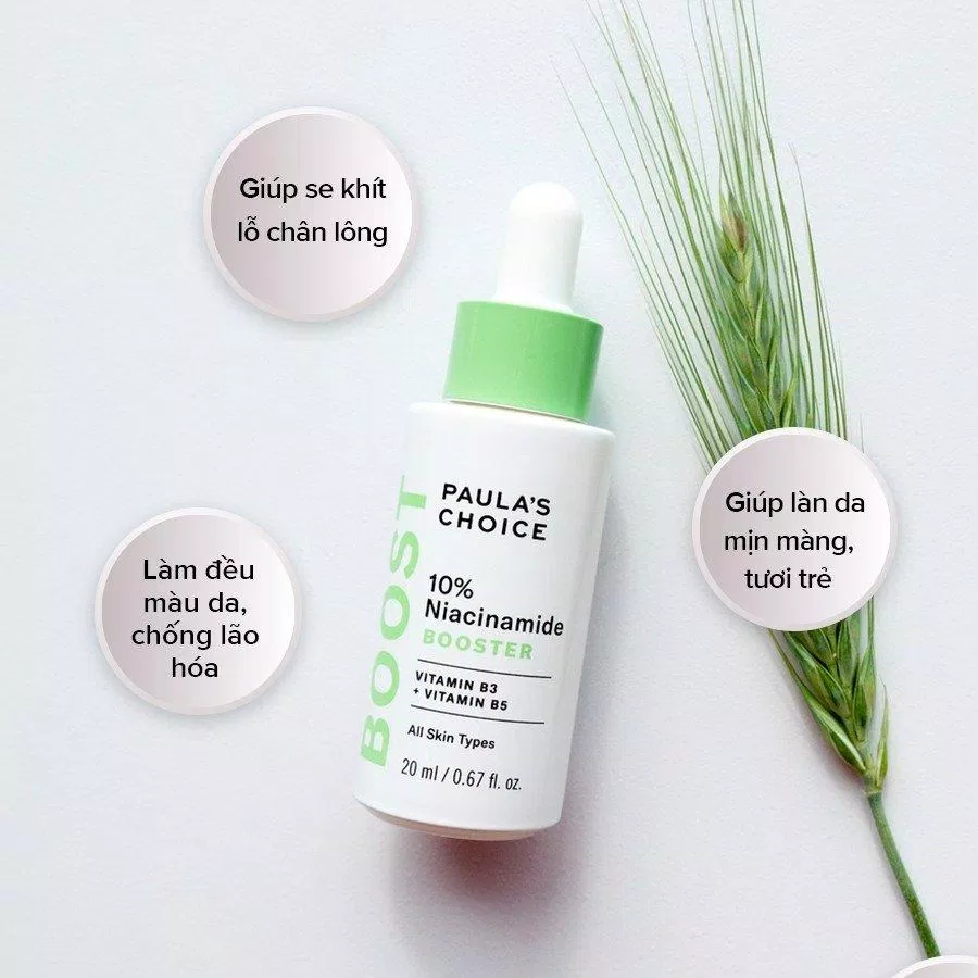 Review tinh chất se khít lỗ chân lông và làm sáng da Paulas Choice 10 Niacinamide Booster Ascorbyl Glucoside Boerhavia Diffusa Root Extract chiết xuất cam thảo Chiết xuất rễ sâm nam chống oxy hóa Glycyrrhiza Glabra Root Extract kiểm soát dầu thừa làm sáng da Niacinamide paula s choice 10 niacinamide booster paulas choice se khít lỗ chân lông Sodium Hyaluronate Vitamin B3 vitamin C