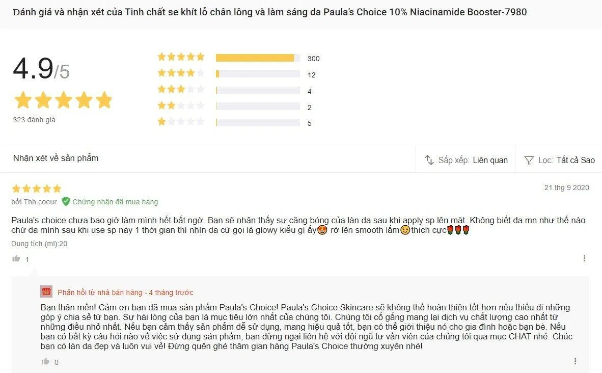 Review tinh chất se khít lỗ chân lông và làm sáng da Paulas Choice 10 Niacinamide Booster Ascorbyl Glucoside Boerhavia Diffusa Root Extract chiết xuất cam thảo Chiết xuất rễ sâm nam chống oxy hóa Glycyrrhiza Glabra Root Extract kiểm soát dầu thừa làm sáng da Niacinamide paula s choice 10 niacinamide booster paulas choice se khít lỗ chân lông Sodium Hyaluronate Vitamin B3 vitamin C