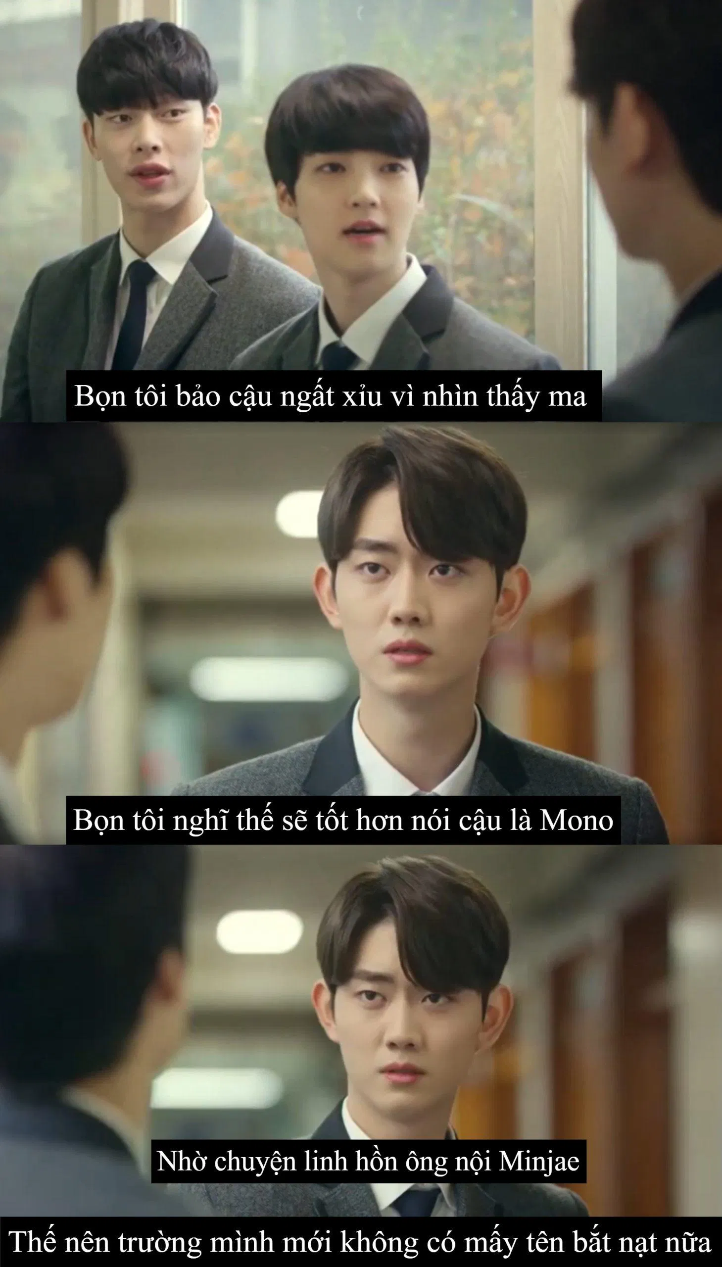 Jung Joo Hyeong và Min Jae đã giúp Yeon Woo giải thích việc cậu đột nhiên ngất xỉu vì hiện tượng Color Rush trong tập 1 (Ảnh: Internet).