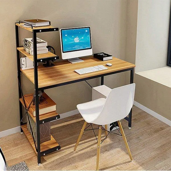 Bàn làm việc có liền giá sách cho không gian hẹp