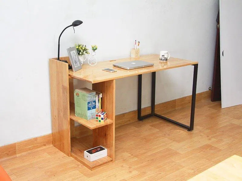 Bàn làm việc tại nhà bằng gỗ kết hợp chân sắt gọn nhẹ