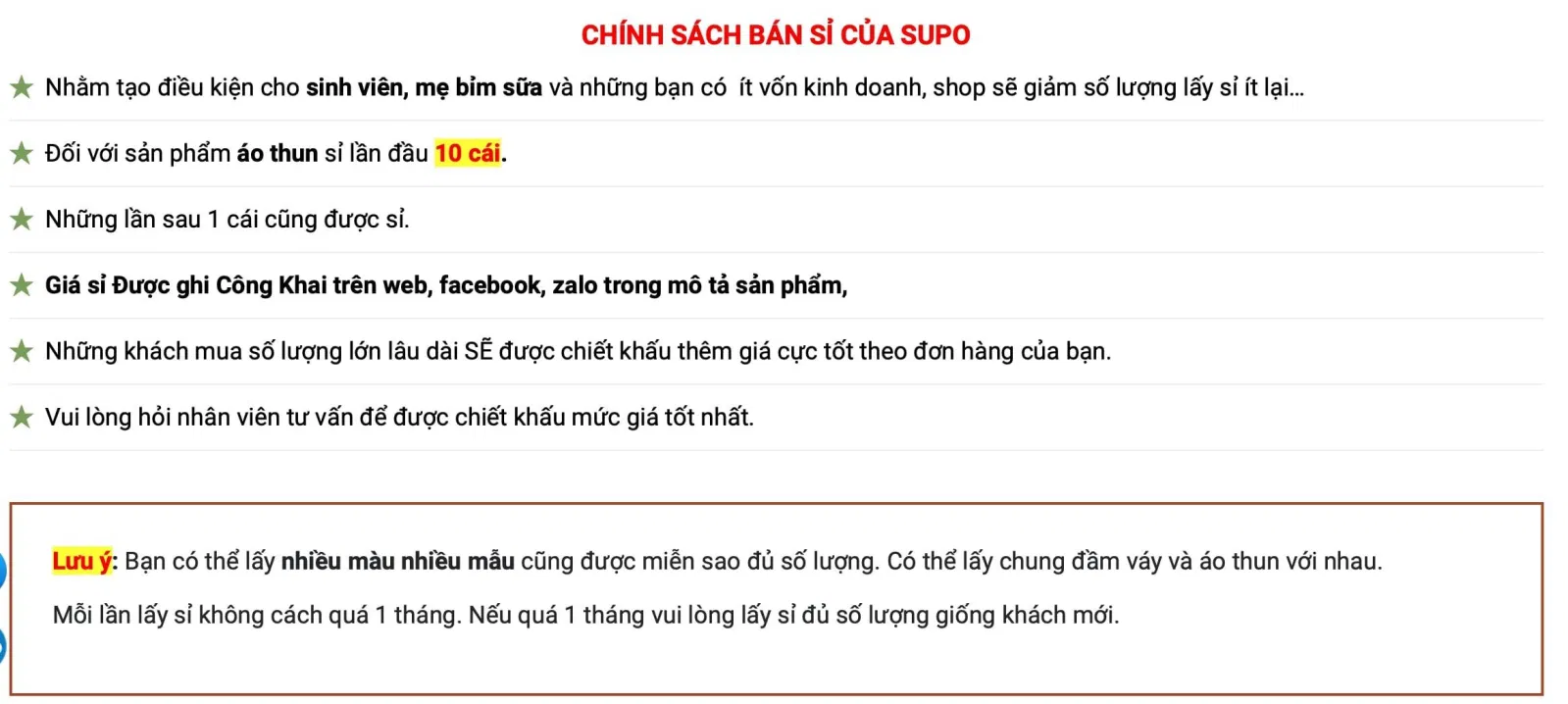 Bảng giá sỉ nhập sẵn của Xưởng May SUPO - Chuyên Sỉ Áo Thun UNISEX (Ảnh BlogAnChoi)