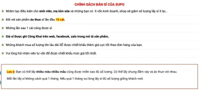 Bảng giá sỉ nhập sẵn của Xưởng May SUPO - Chuyên Sỉ Áo Thun UNISEX (Ảnh BlogAnChoi)