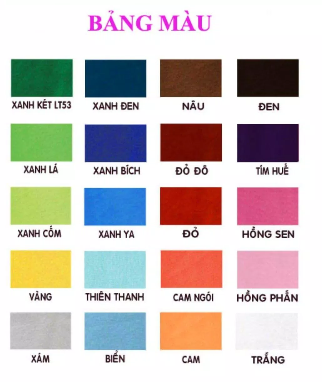 Bảng màu của Đồng phục Thượng Tín (Ảnh BlogAnChoi)