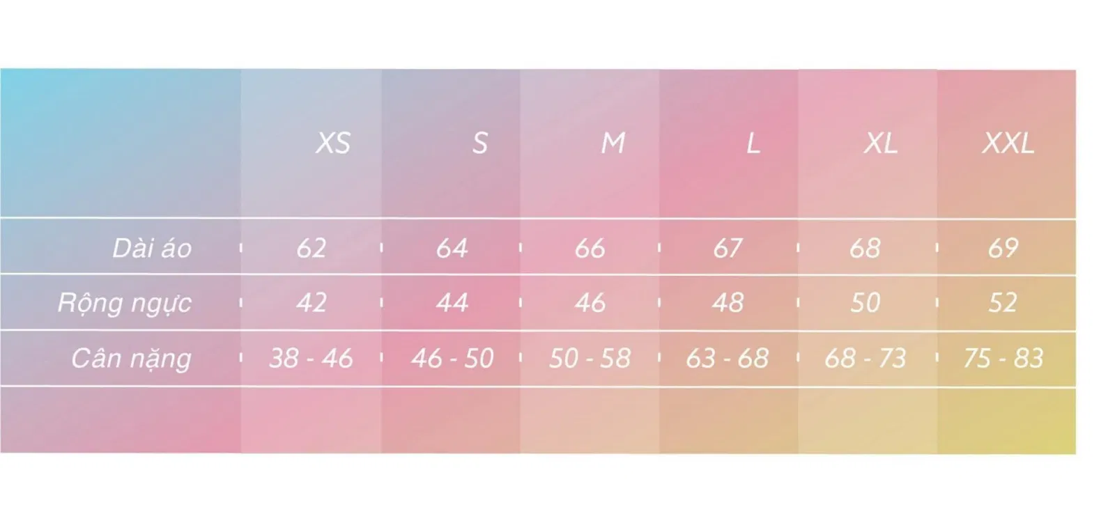 Bảng size áo T-Shirt 3D của Gấu Uniform Hà Nội (Ảnh Gấu Uniform) Bảng size áo T-Shirt 3D của Gấu Uniform Hà Nội (Ảnh Gấu Uniform)