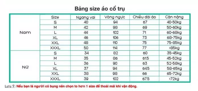 Bảng size của PRINTSTYLE Hồ Chí Minh (Ảnh BlogAnChoi)