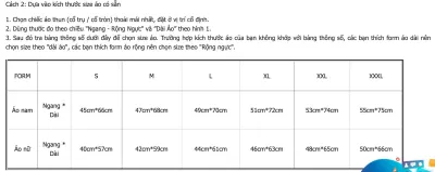 Bảng size của Đồng Phục Zumi Hồ Chí Minh (Ảnh BlogAnChoi)