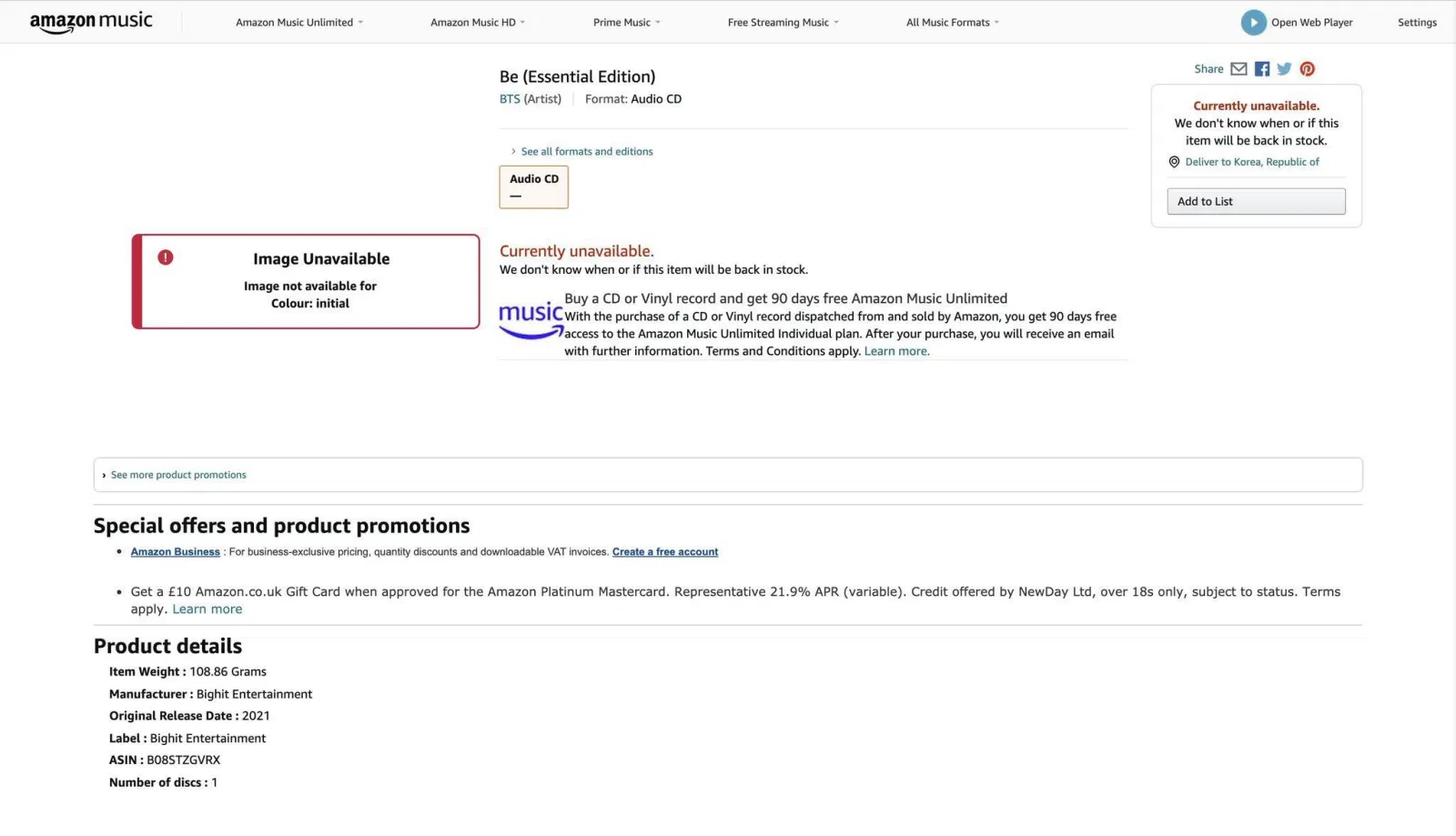 BE "Essential Edition" đã được fan nhanh chóng nhận thấy khi được cập nhật trên các trang phân phối Amazon, Barnes & Noble, Clock Tower Record,... (Ảnh: Internet)