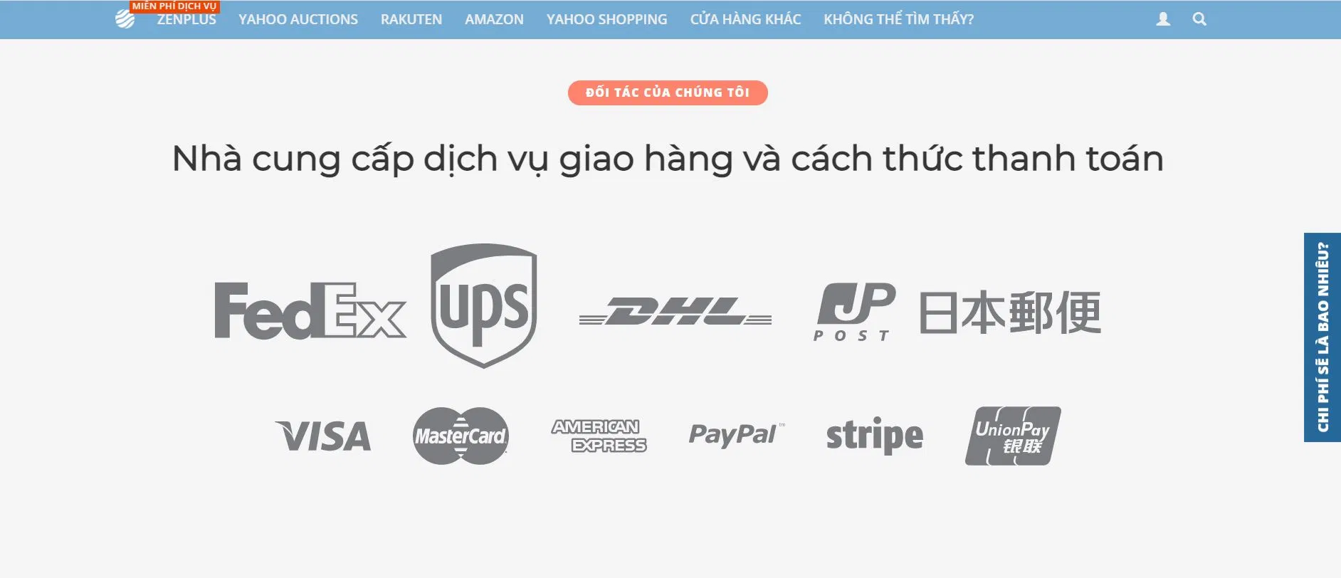 Các đơn vị vận chuyển có trên ZenMarket. (nguồn: ZenMarket)