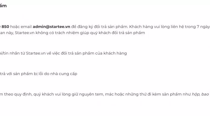 Chính sách đổi trả và bảo hành của STARTee Hà Nội (Ảnh BlogAnChoi)