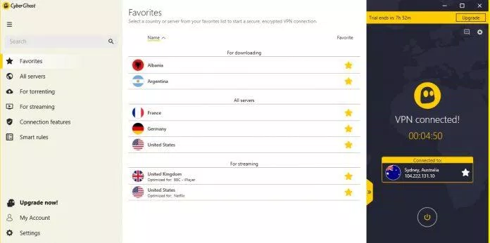 Giao diện của CyberGhost VPN (Ảnh: Internet). Giao diện của CyberGhost VPN (Ảnh: Internet).