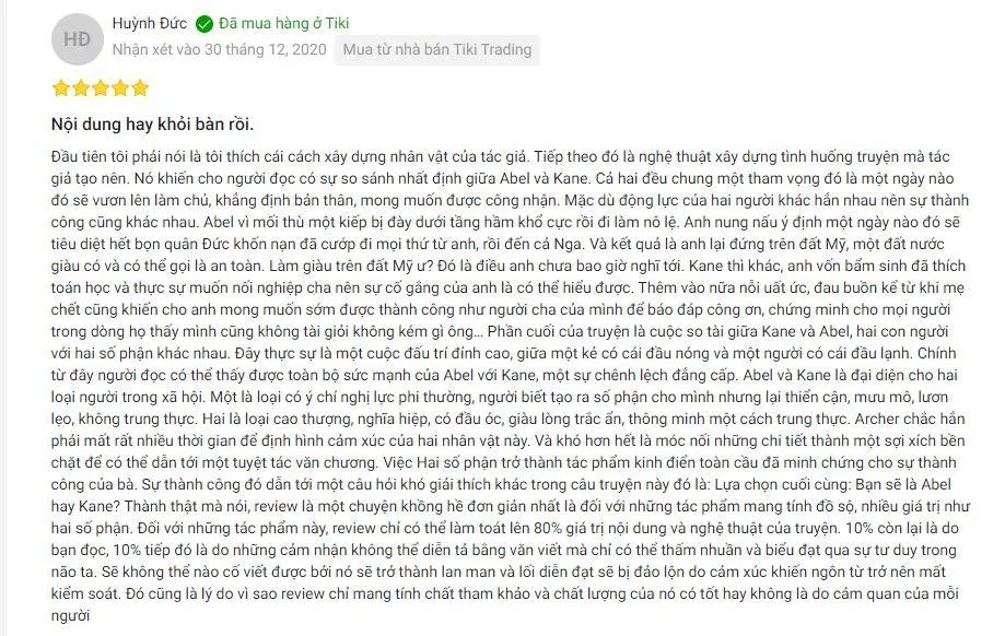 Bình luận đánh giá của độc giả khi đọc sách. (Ảnh:BlogAnChoi)