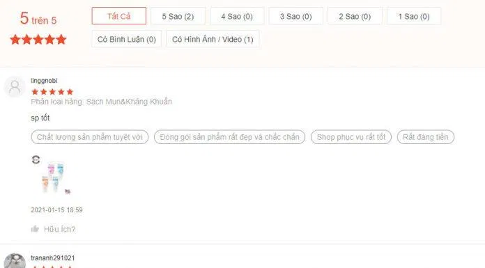 Đánh giá của khách hàng về sản phẩm trên trang Shopee (ảnh: BlogAnChoi).