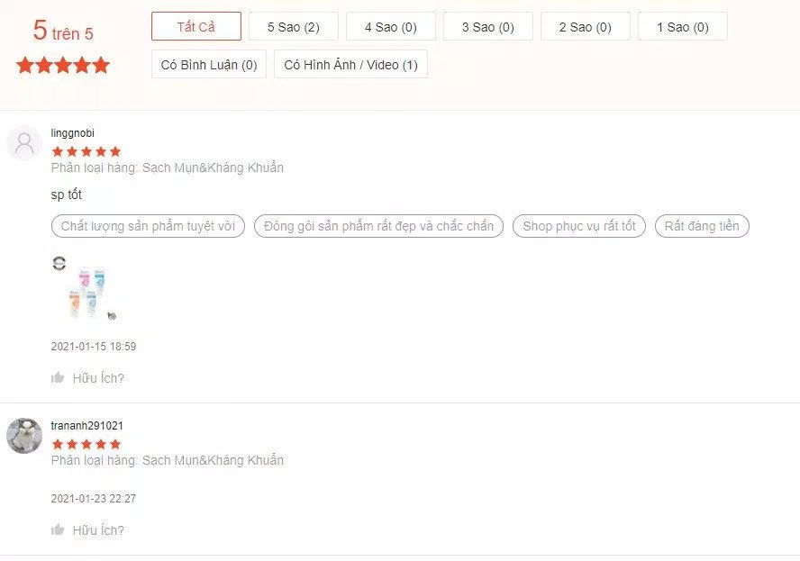 Đánh giá của khách hàng về sản phẩm trên trang Shopee (ảnh: BlogAnChoi).