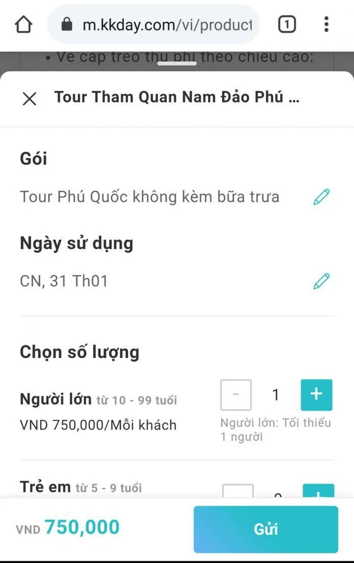 Khi chưa có tài khoản, bạn nhấn gửi để được KKDay hỗ trợ nhanh nhất nhé. (Ảnh: BlogAnChoi.com)