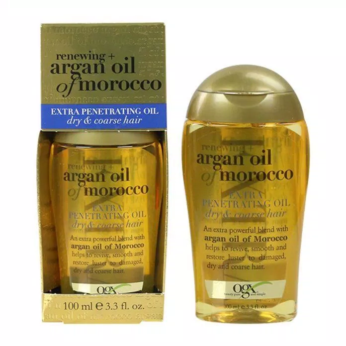 Dầu dưỡng tóc OGX Renewing Argan Oil of Morocco Penetrating Oil chứa dầu Argan tốt cho tóc ( Nguồn: internet)