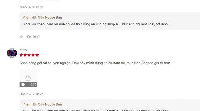 Đánh giá của khách hàn trên Shopee (Nguồn: Internet)