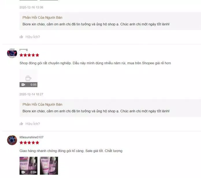 Đánh giá của khách hàn trên Shopee (Nguồn: Internet)