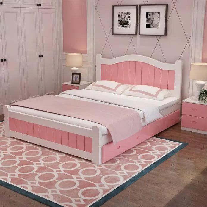 Giường ngủ cho bé gái có thiết kế đơn giản, hiện đại (Nguồn: Internet)