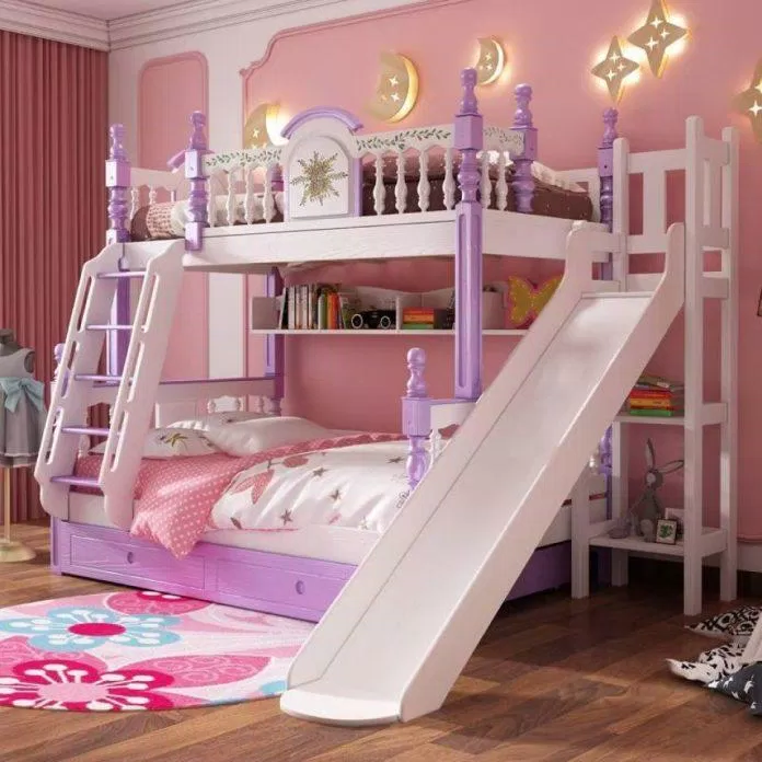 Giường ngủ 2 tầng cực xinh cho bé gái. (Ảnh: internet)