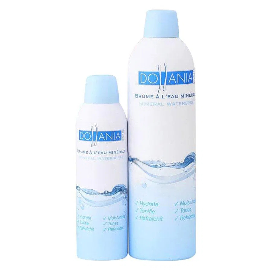 Hai thiết kế với dung tích 150ml (bên trái) và 400ml (bên phải) của xịt khoáng Dollania Mineral Water Spray (Ảnh: Internet).
