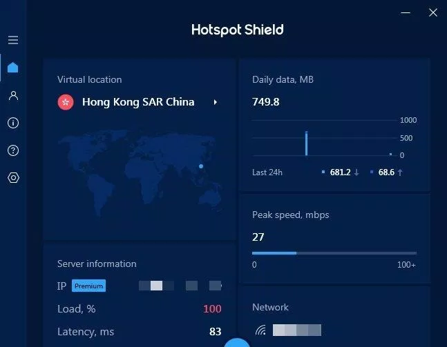 Giao diện của Hotspot Shield VPN (Ảnh: Internet).
