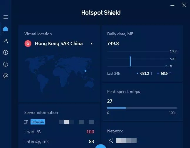 Giao diện của Hotspot Shield VPN (Ảnh: Internet). Giao diện của Hotspot Shield VPN (Ảnh: Internet).