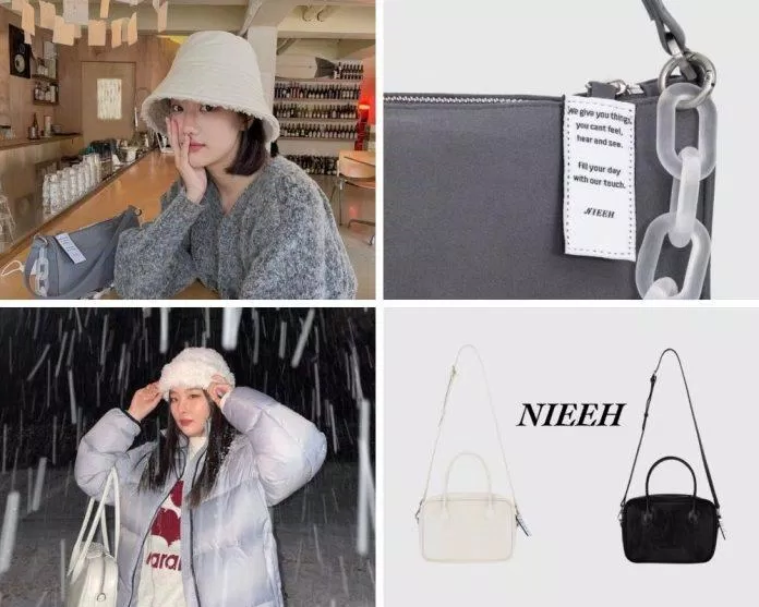 Naeun (April) và Seulgi (Red Velvet) với những mẫu túi của Nieeh. (Ảnh: Internet)