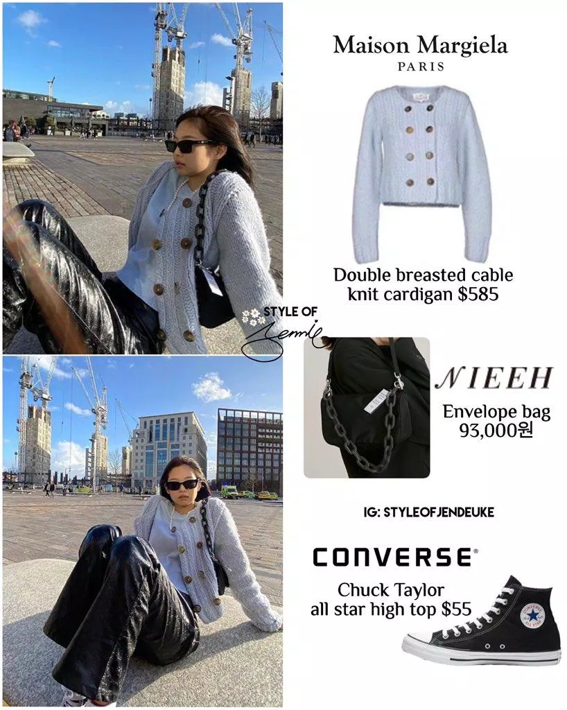 Jennie tiếp tục diện một item khác của Nieeh là một chiếc túi xách tay có giá khoảng gần 2 triệu đồng. (Ảnh: Internet)