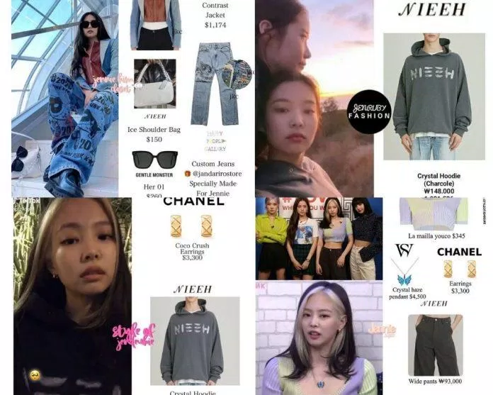 Trên trang cá nhân, Jennie BLACKPINK thường xuyên phối đồ với các thiết kế của Nieeh từ quần áo đến túi xách. (Ảnh: Internet)