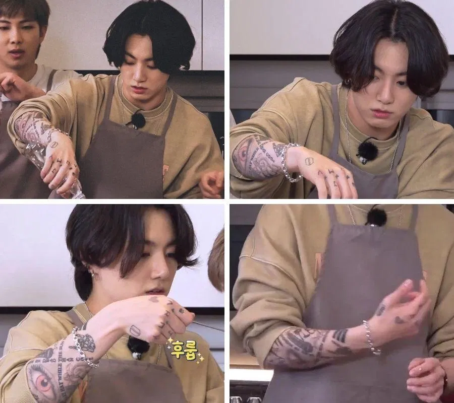 Jungkook BTS để lộ loạt hình xăm mới trên chương trình Run BTS!. (Ảnh: Internet)