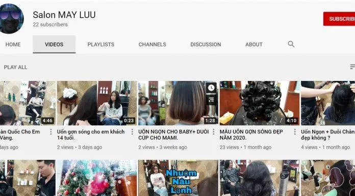Kenh YouTube của salon tóc May Luu. (nguồn: salon May Luu)